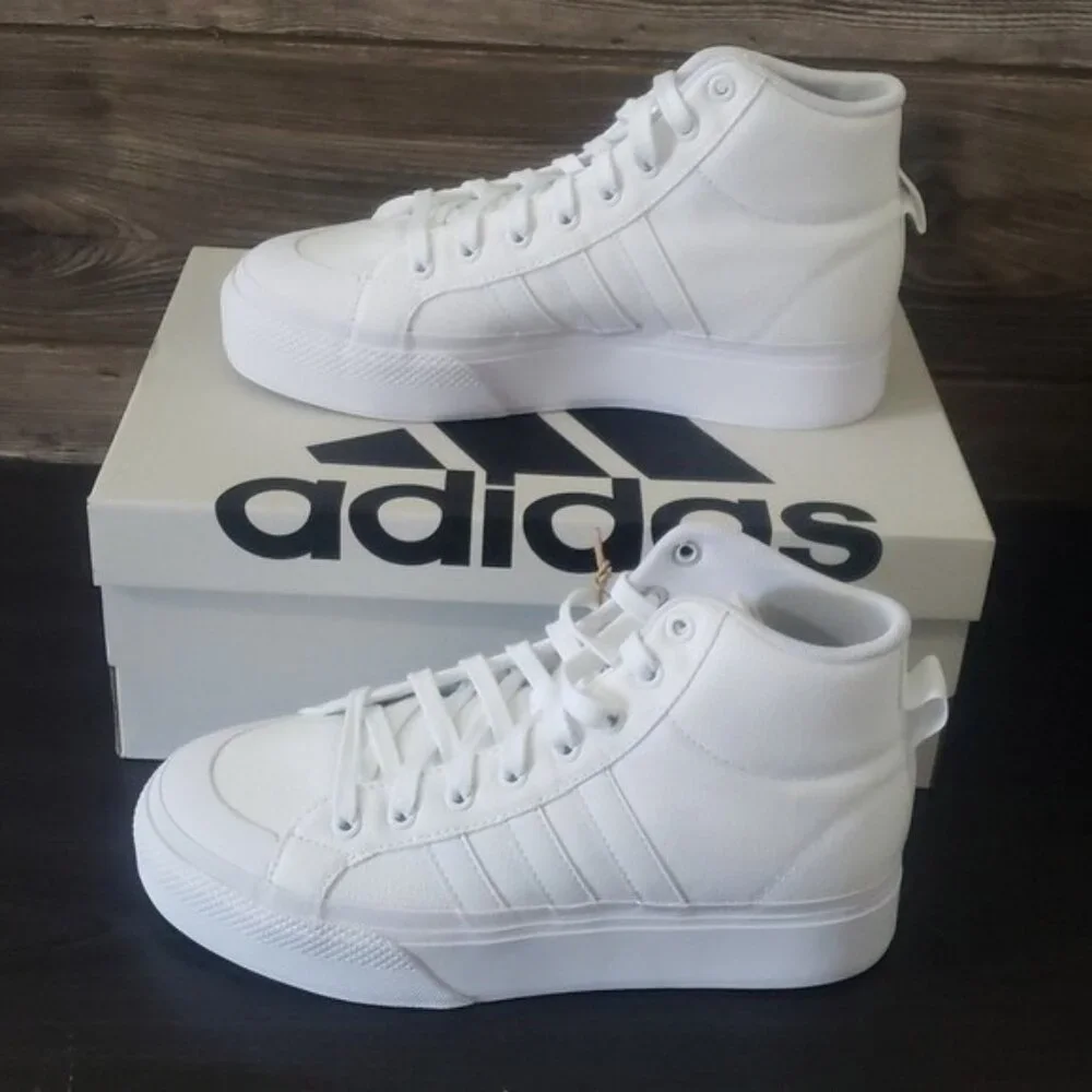 New Adidas Bravada Mid Womens White Platform Shoes Size 8 Skater‎ Streetwear